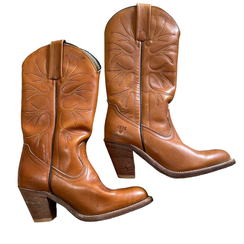 Frye Women Leather cowboy Boots Style 6195 Size 6 1/2 B